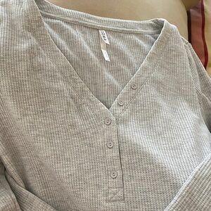 Soma Gray Waffle Knit Pajama Top